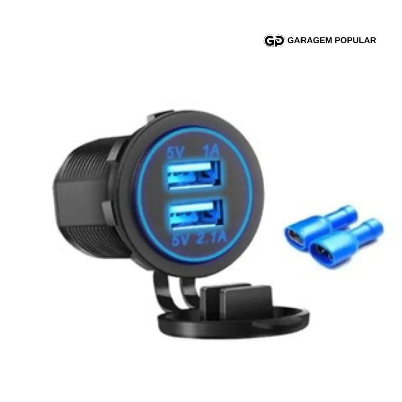 Carregador USB Duplo com Iluminação LED para Veículos - Garagem Popular